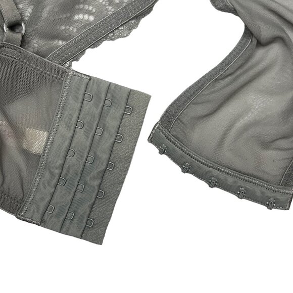 Cottagecore 34A Gray Lace Perfect Long Line Camisole Bra Top Underwire Bustier - Picture 7 of 13